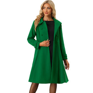 Unique Bargains Women's Vintage Winter Coat a Line Overcoat Double Breasted Peacoat Unique Bargains Women's Vintage Winter Coat a Line Overcoat Double Breasted Peacoat