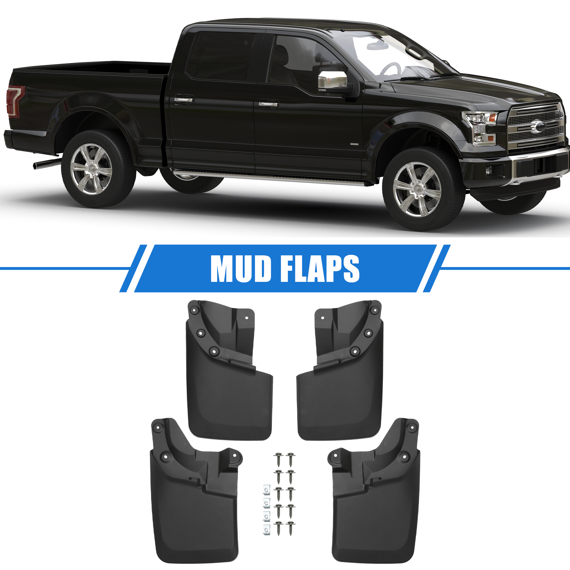 Unique Bargains Car Mud Flaps Kit for Toyota Tacoma 2016-2023 Black Front Rear Splash Guards