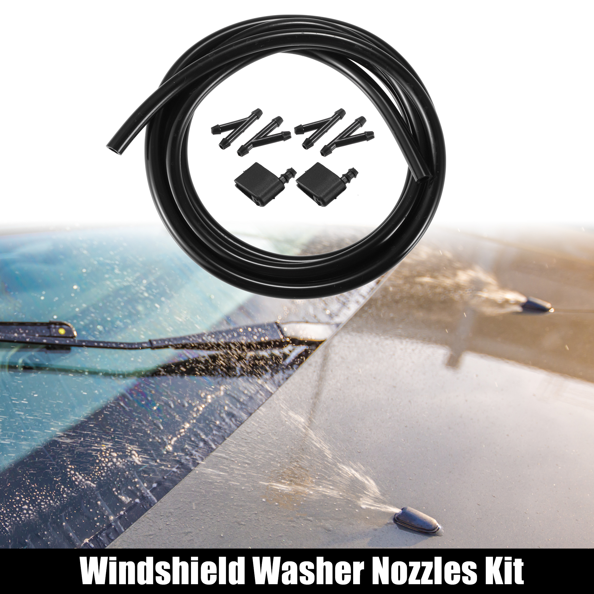 Unique Bargains Windshield Wiper Washer Nozzle Spray Jet for Volkswagen Crafter Black 1 Set