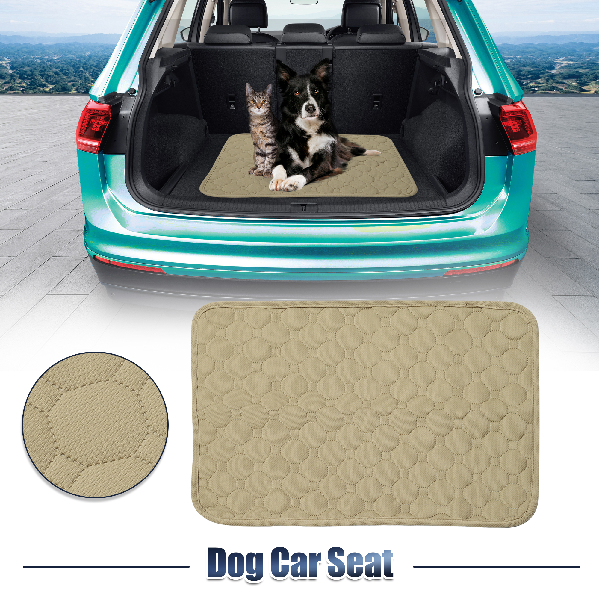 Unique Bargains Dog Seat Cover Reuse Nonslip Pet Car Seat Cover XS 50x35cm Khaki for Most Car