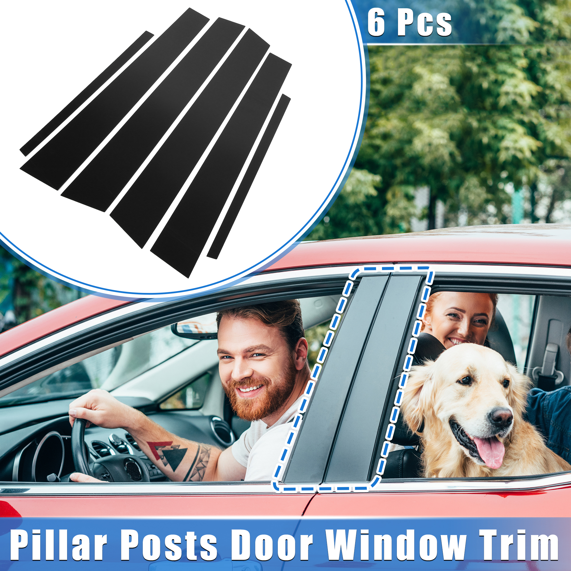 Unique Bargains 6 Pcs Pillar Posts Door Window Trim Cover for Honda Accord Sedan 08-12 Black