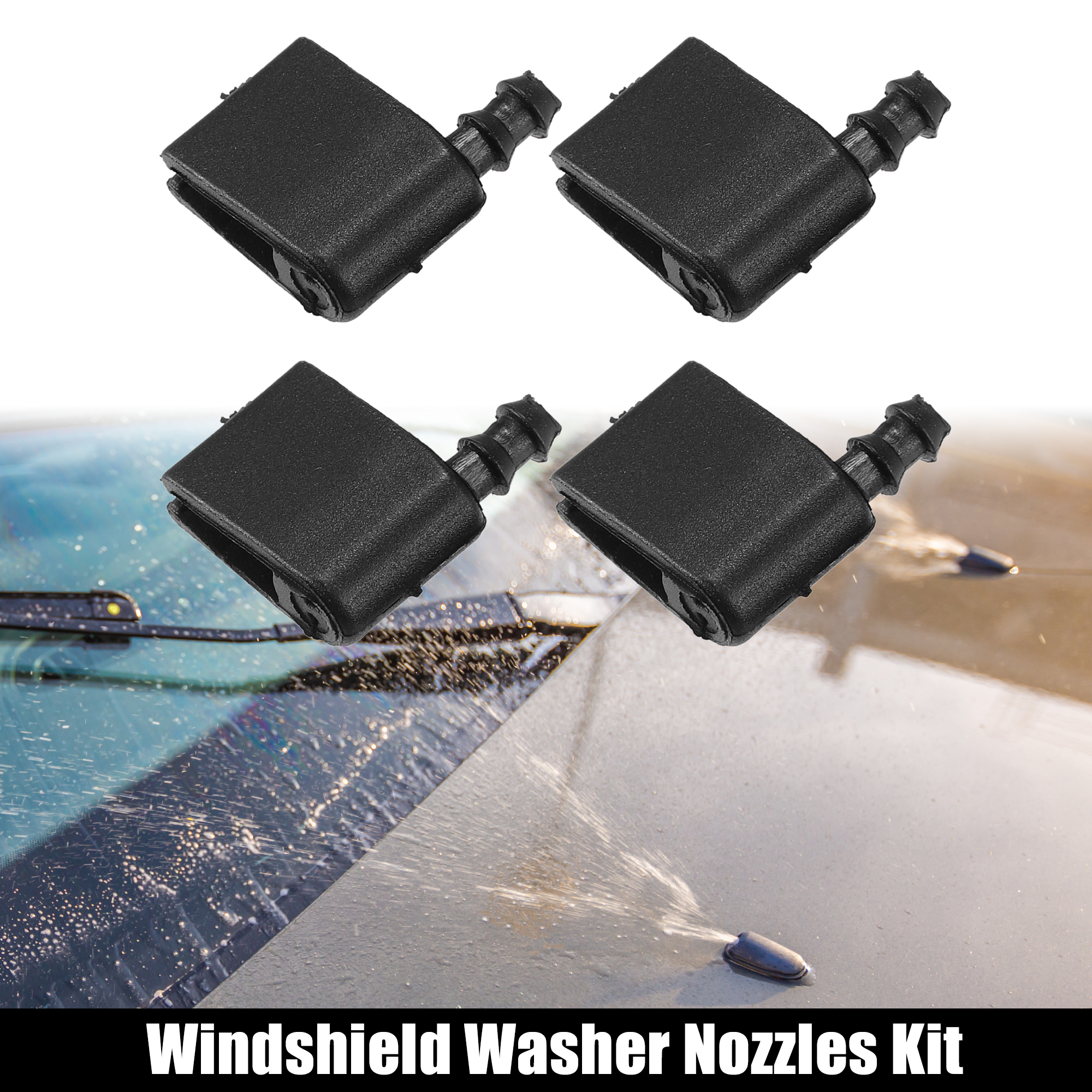 Unique Bargains Windshield Wiper Washer Nozzle Spray Jet for Volkswagen Crafter Black 4 Pcs