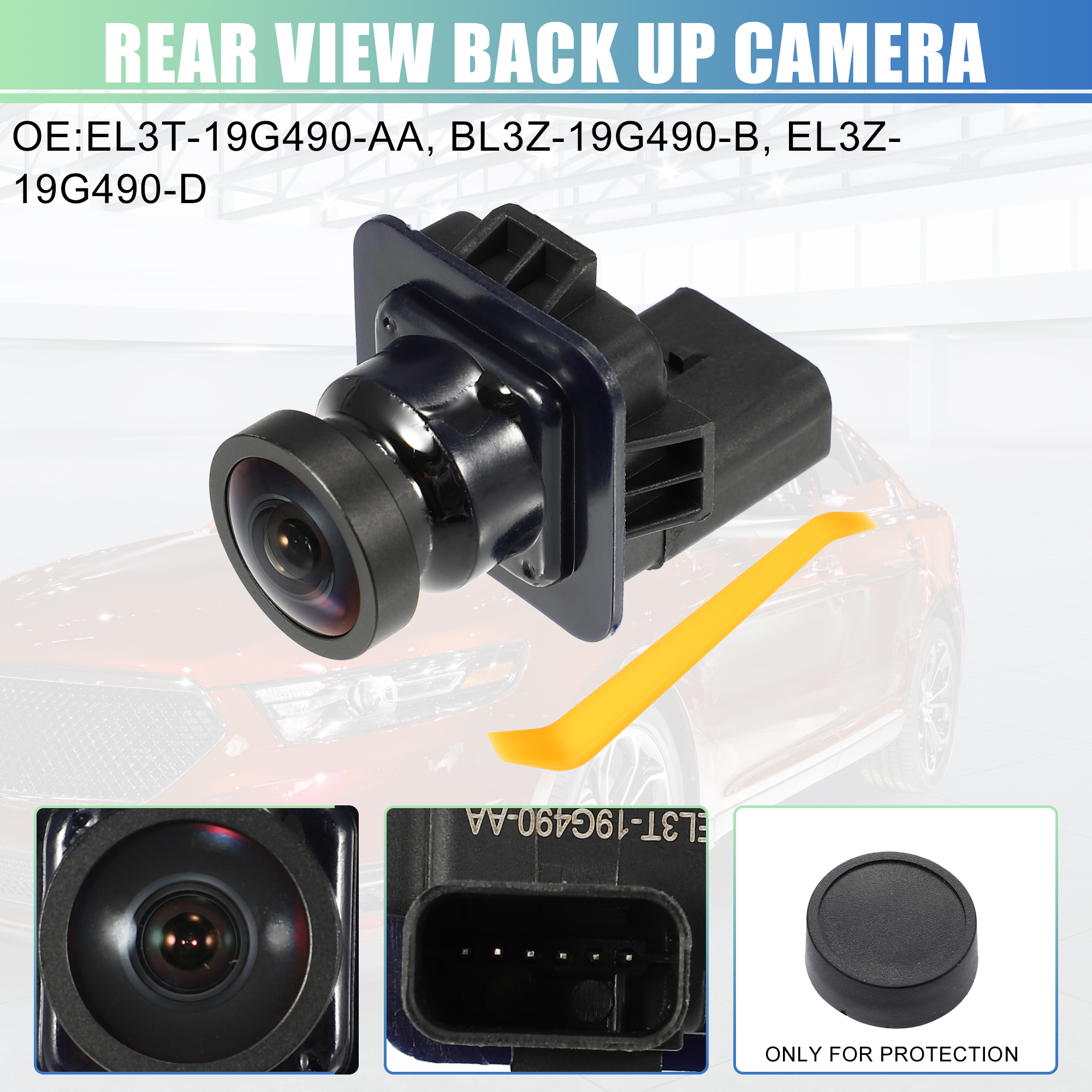Unique Bargains EL3T-19G490-AA Rear View Park Assist Reverse Camera with Pry Bar for Ford F-150