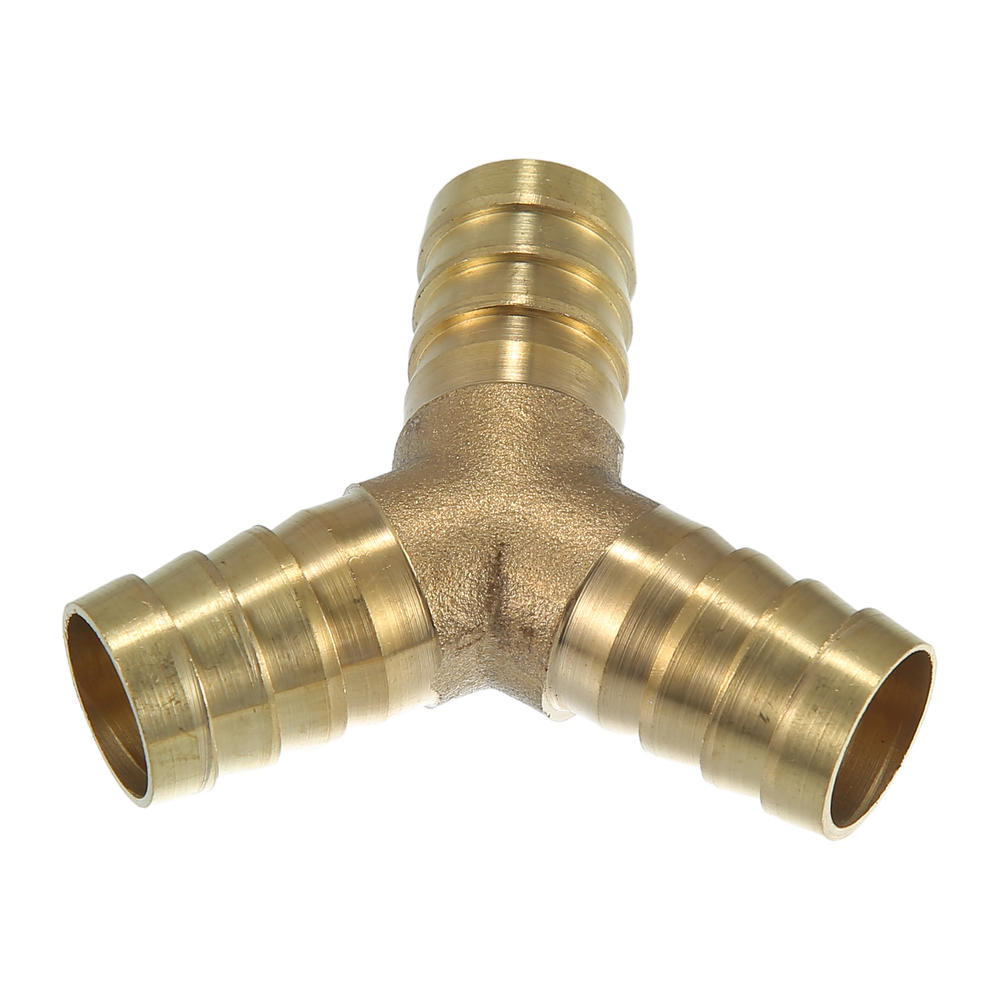 Unique Bargains 3 Pcs 14mm Brass Car Barb Hose Fitting Y Shape 3 Way Connector for Air Water