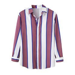 Unique Bargains Stripes Long Sleeves Shirt for Men's Pointed Collar Button Down Casual Printed Shirts
