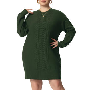Unique Bargains Plus Size Sweater Dress for Women Long Sleeve Knit Pullover Short Sweater Dresses Army Green 4X Unique Bargains Plus Size Sweater Dress for Women Long Sleeve Knit Pullover Short Sweater Dresses Army Green 4X