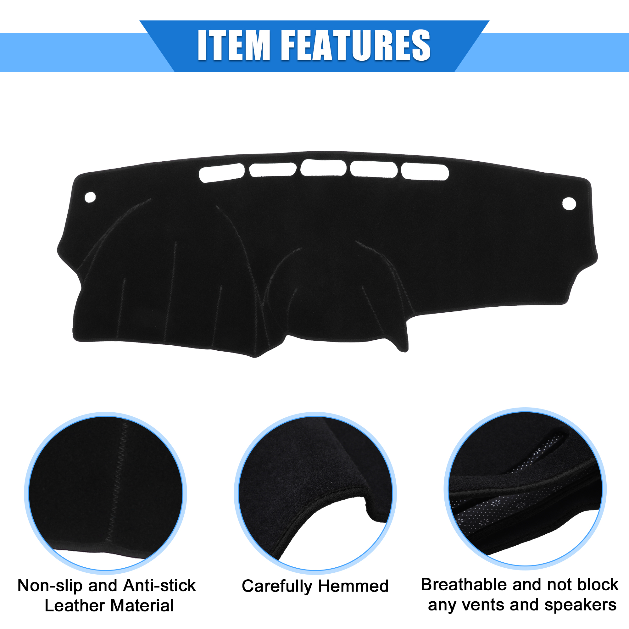 Unique Bargains Car Dashboard Cover Mat for Nissan Versa 2012-2018 Protective Polyester Black