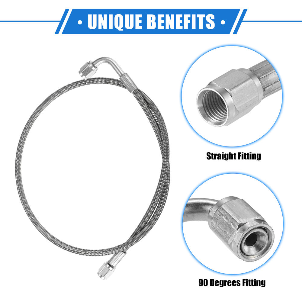 Unique Bargains AN3 30" Turbo Oil Feed Line 90 Degree to Straight Hose End Universal for Car