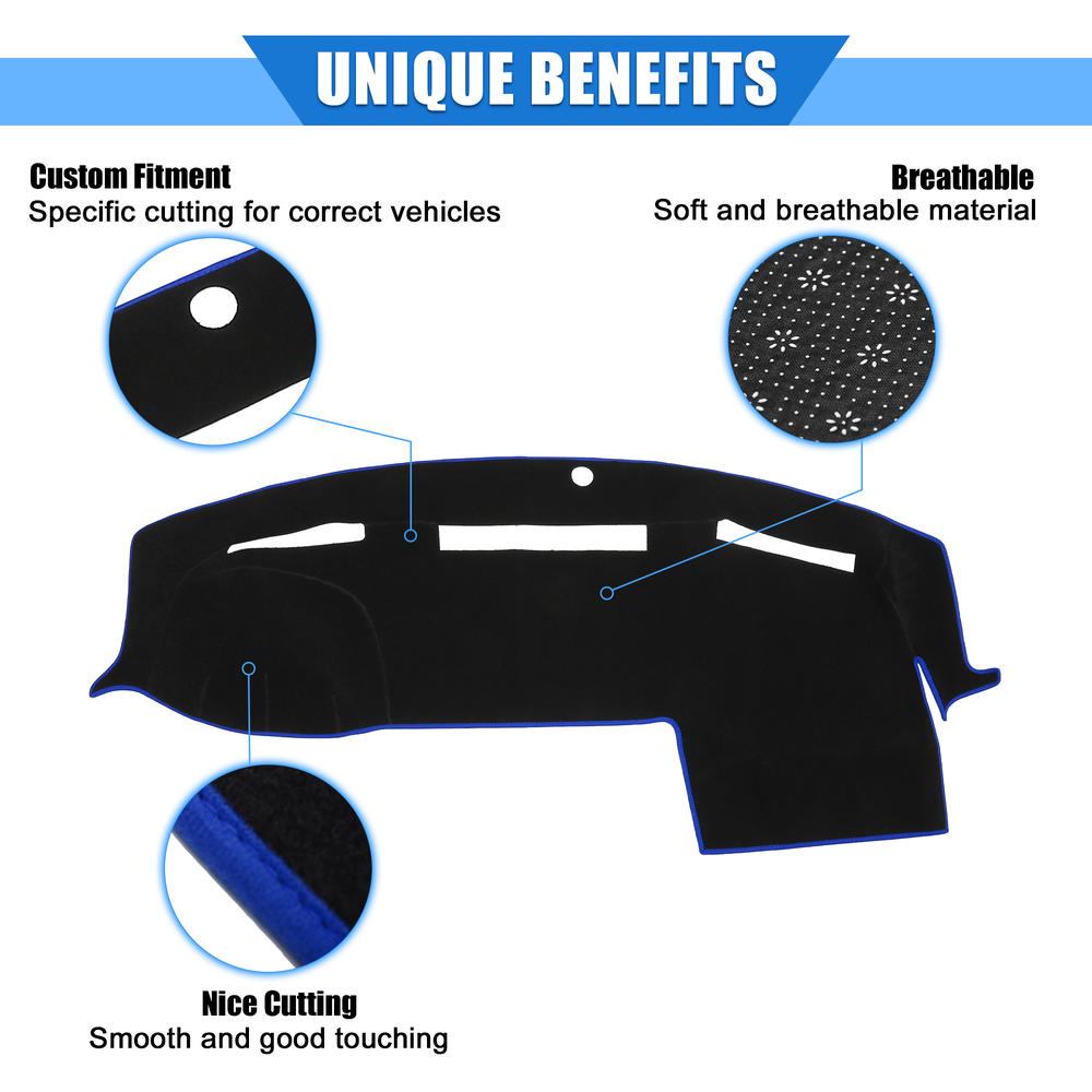 Unique Bargains Car Dashboard Cover Mat for Dodge for Ram 2010-2018 Protective Polyester Blue