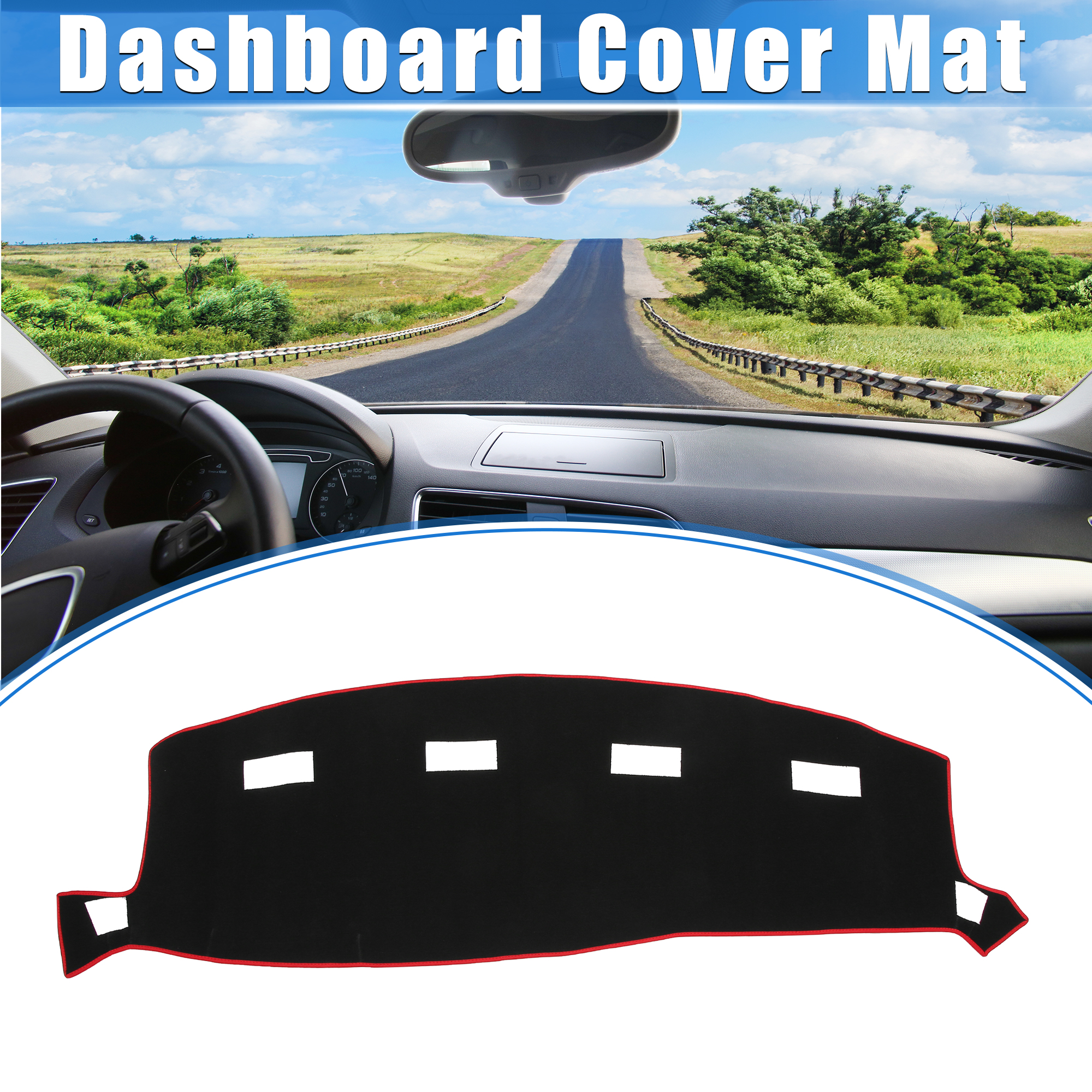 Unique Bargains Car Dashboard Cover Mat for Dodge for Ram 2002-2005 Protective Polyester Red