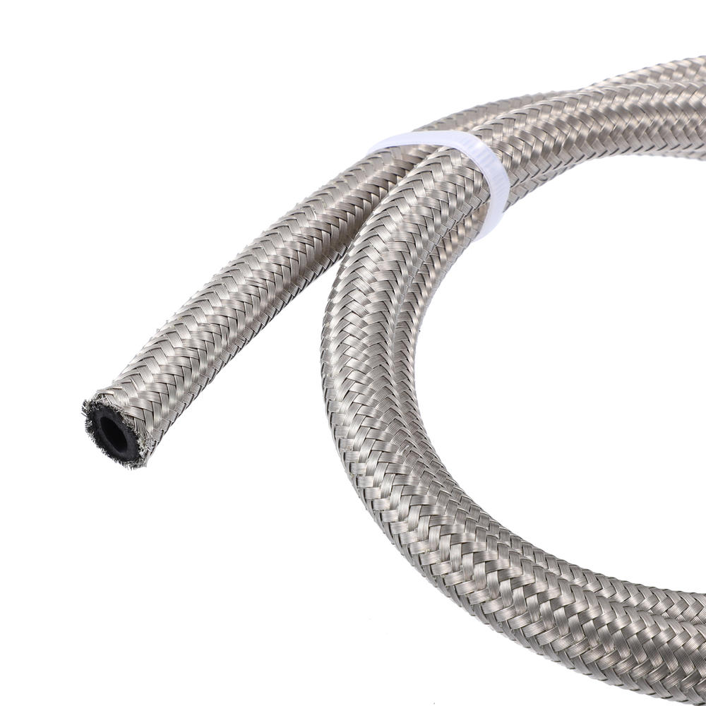 Unique Bargains 5ft AN4 Auto Braided Stainless Steel CPE Oil Fuel Gas Line Hose Silver Tone