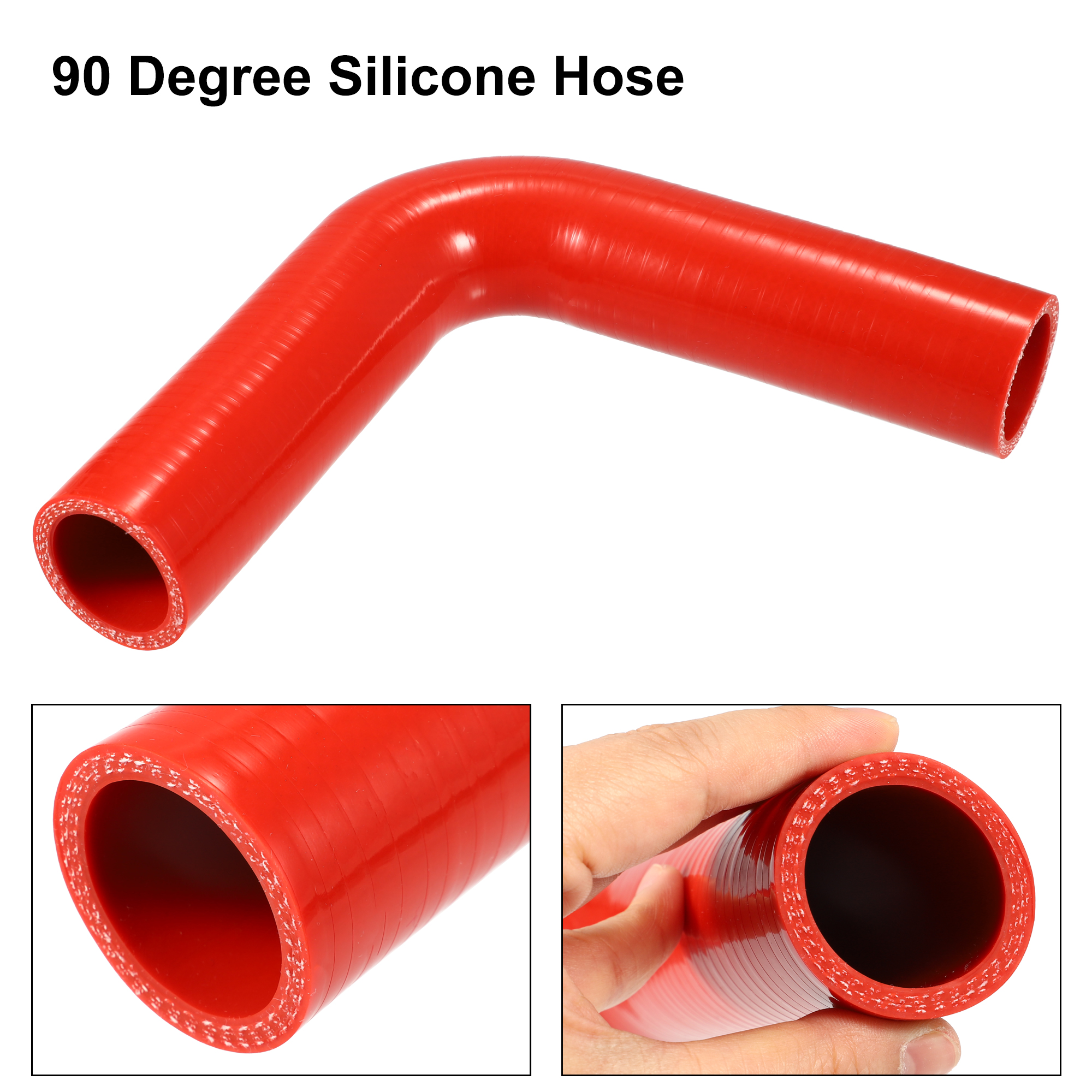 Unique Bargains 35mm 1.38" 90 Degree Auto Elbow Coupler Silicone Hose Intercooler Tube Red