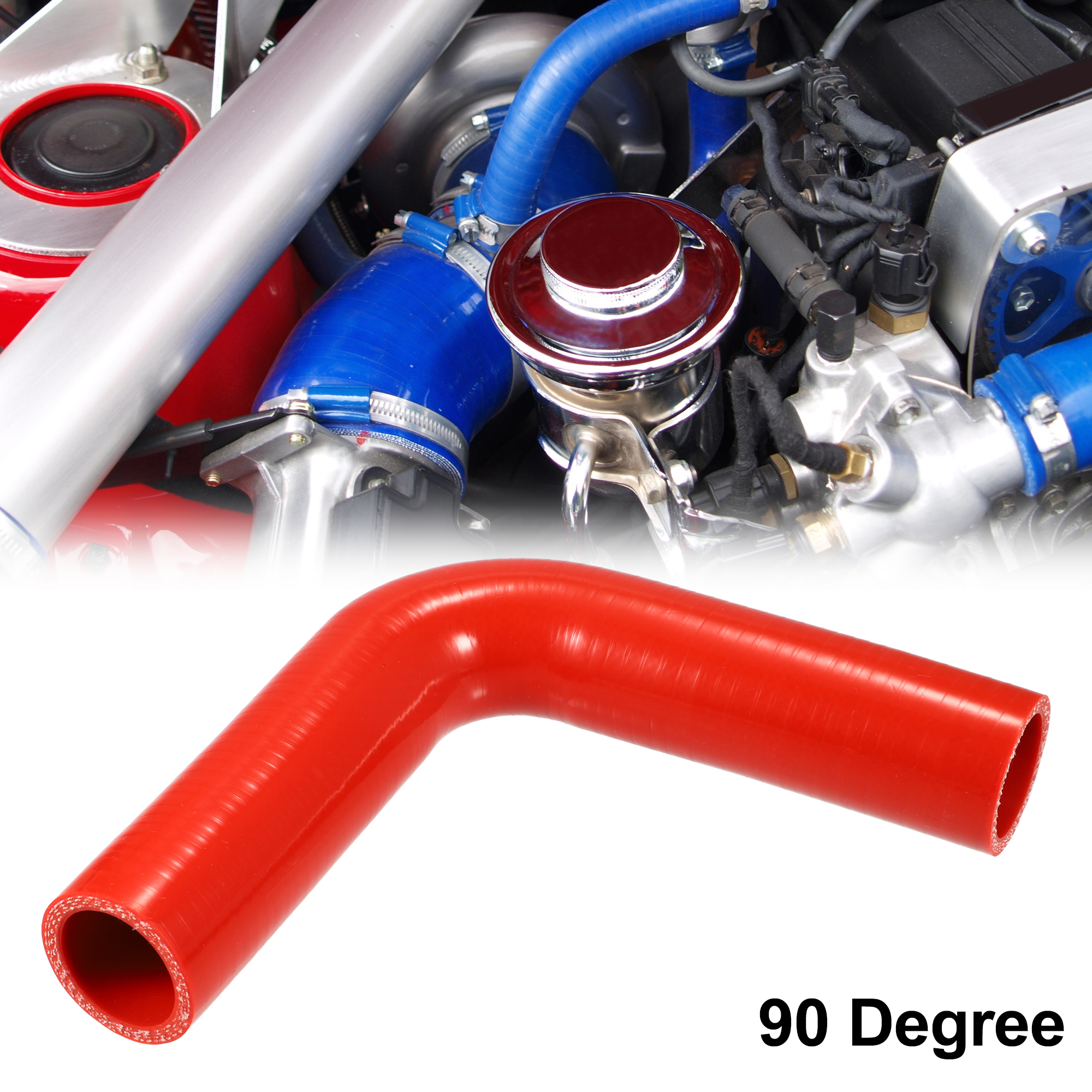 Unique Bargains 35mm 1.38" 90 Degree Auto Elbow Coupler Silicone Hose Intercooler Tube Red