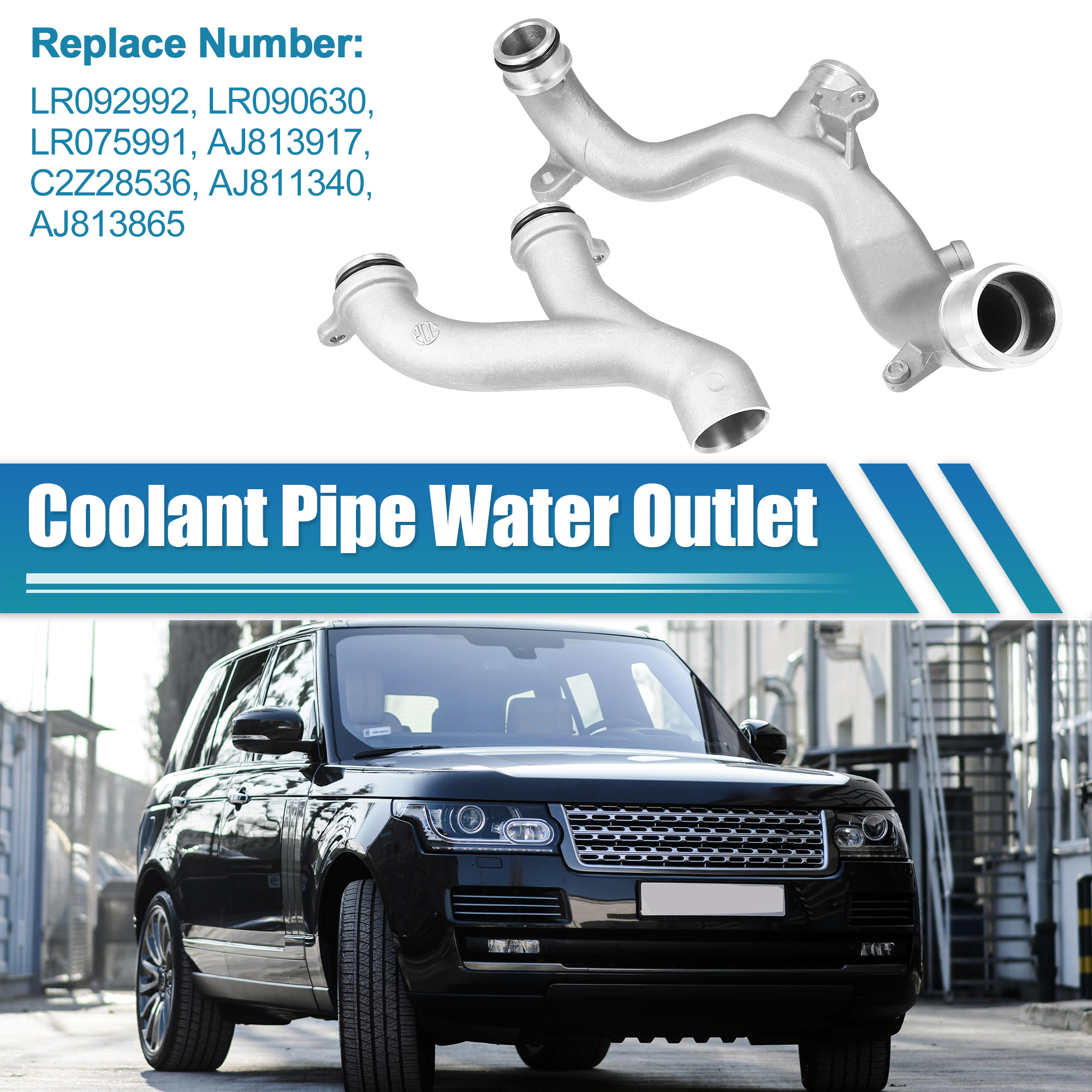 Unique Bargains Aluminum Coolant Pipe Water Outlet for Land Rover for Jaguar LR092992 LR090630