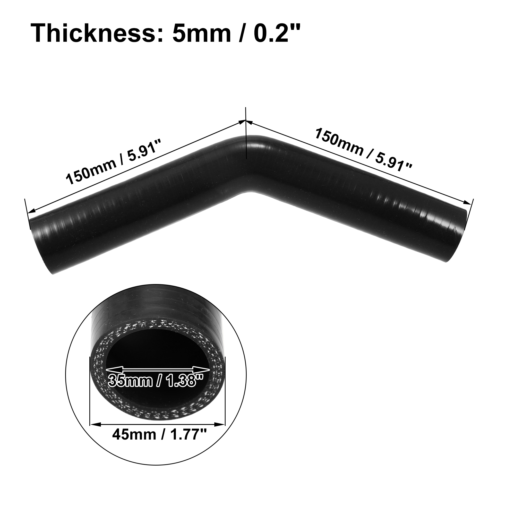 Unique Bargains 35mm 1.38" 45 Degree Car Elbow Coupler Silicone Hose Intercooler Tube Black