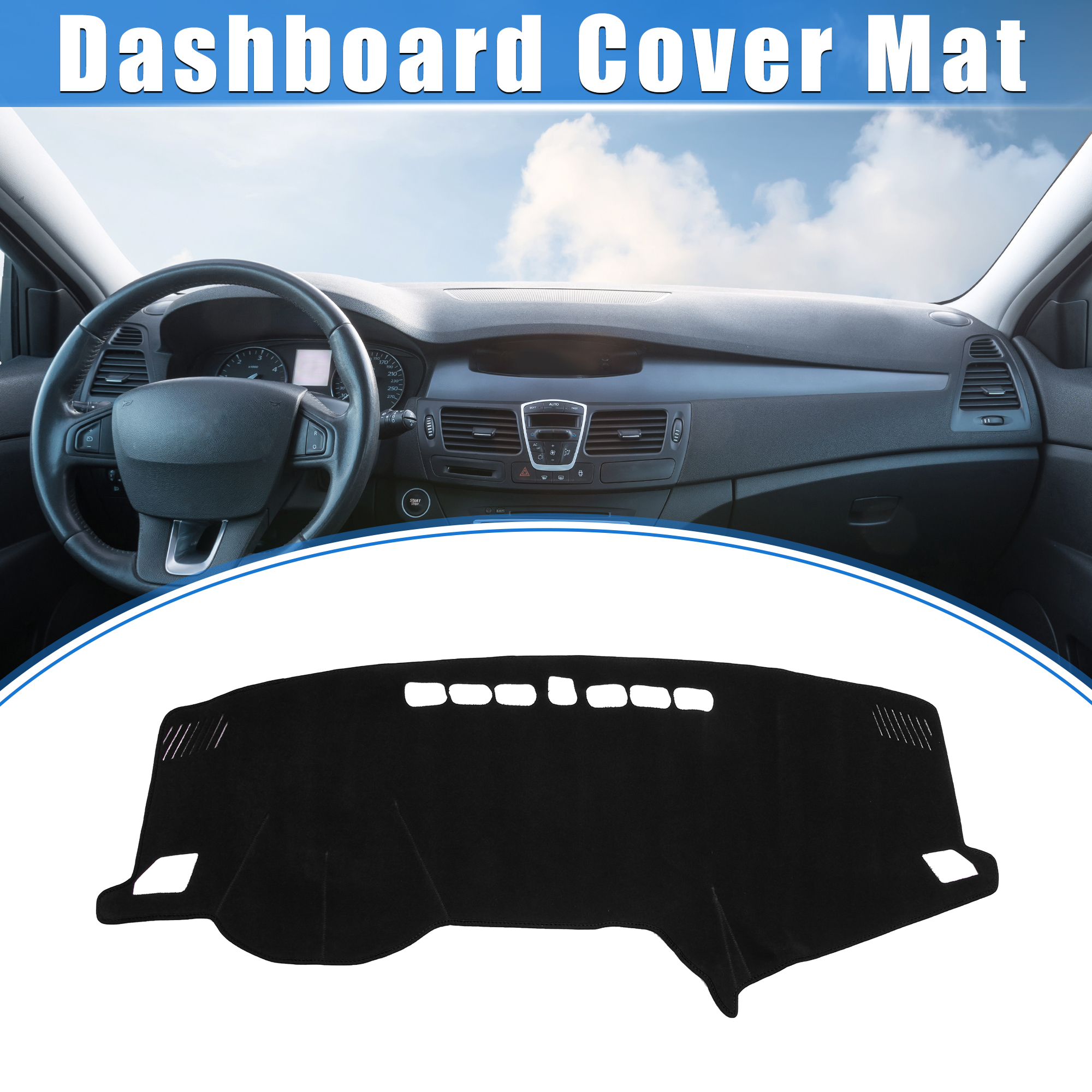 Unique Bargains Dashboard Cover Dash Protector Mat for Hyundai Sonata 2015-2019 Polyester Black
