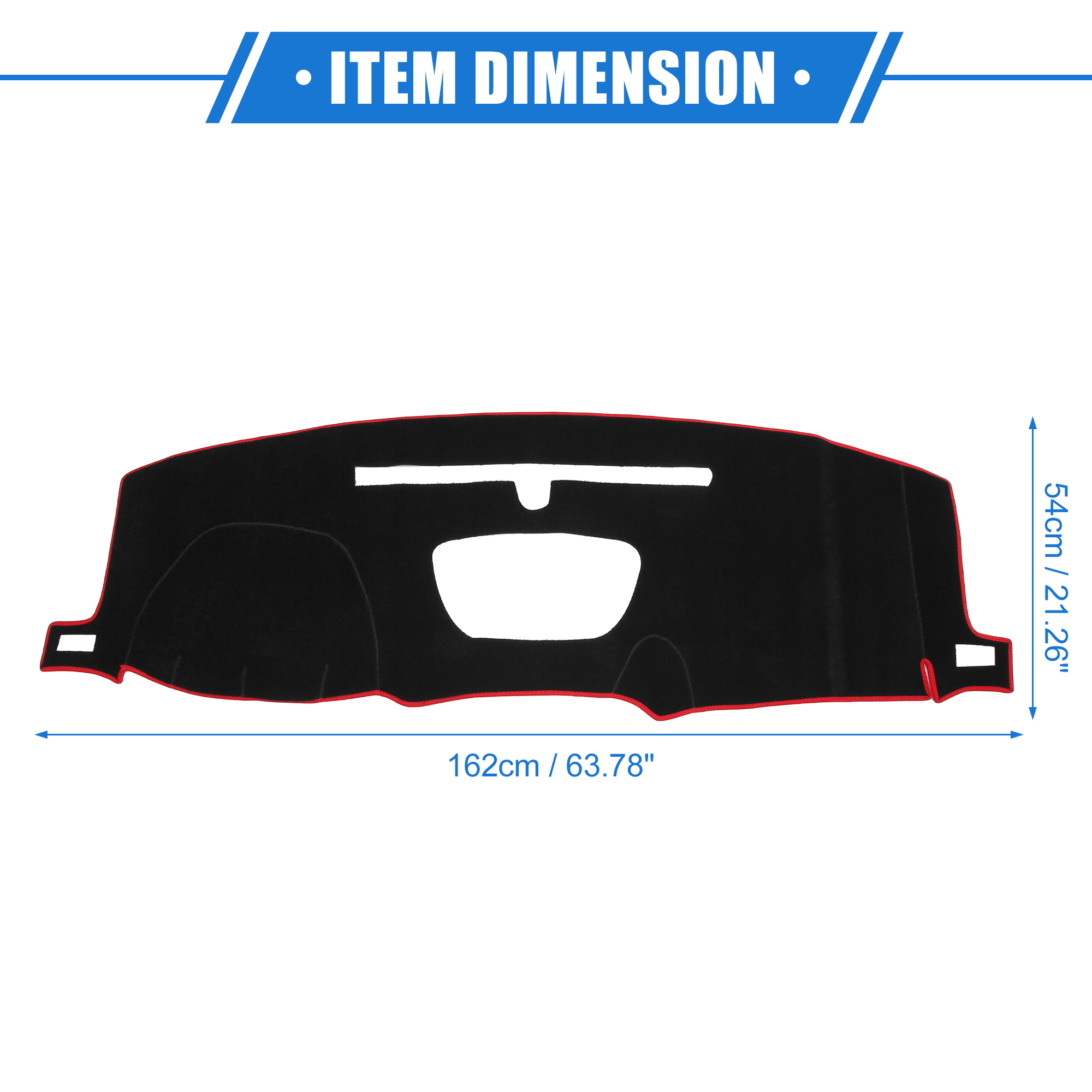 Unique Bargains Dashboard Dash Cover Mat for Chevy Silverado 2019-2022 Durable Polyester Red