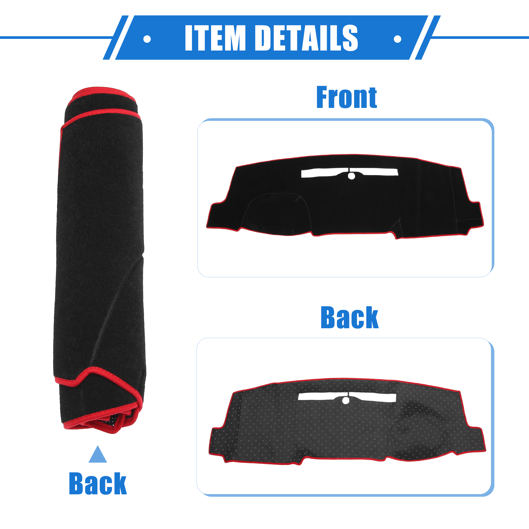 Unique Bargains Dashboard Dash Cover Mat for Chevy Silverado 2014-2018 Durable Polyester Red