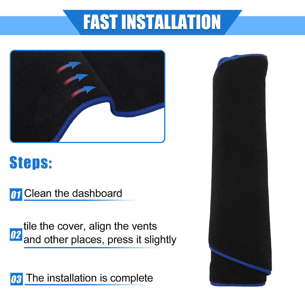 Unique Bargains Car Dashboard Cover Interior Mat for Toyota Sienna 15-20 Polyester Black Blue