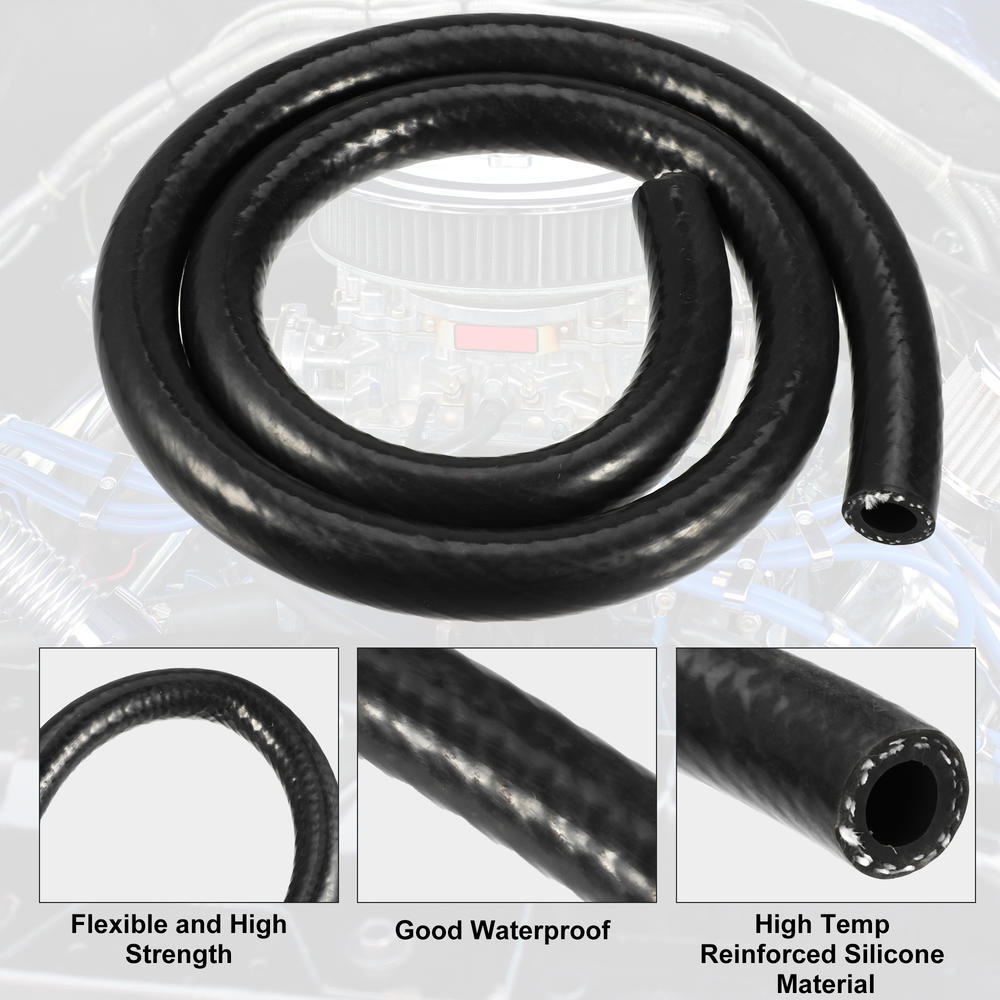 Unique Bargains Auto Silicone Vacuum Tubing Hose Line Hose Pipe Black ID 12mm 3.28ft Length