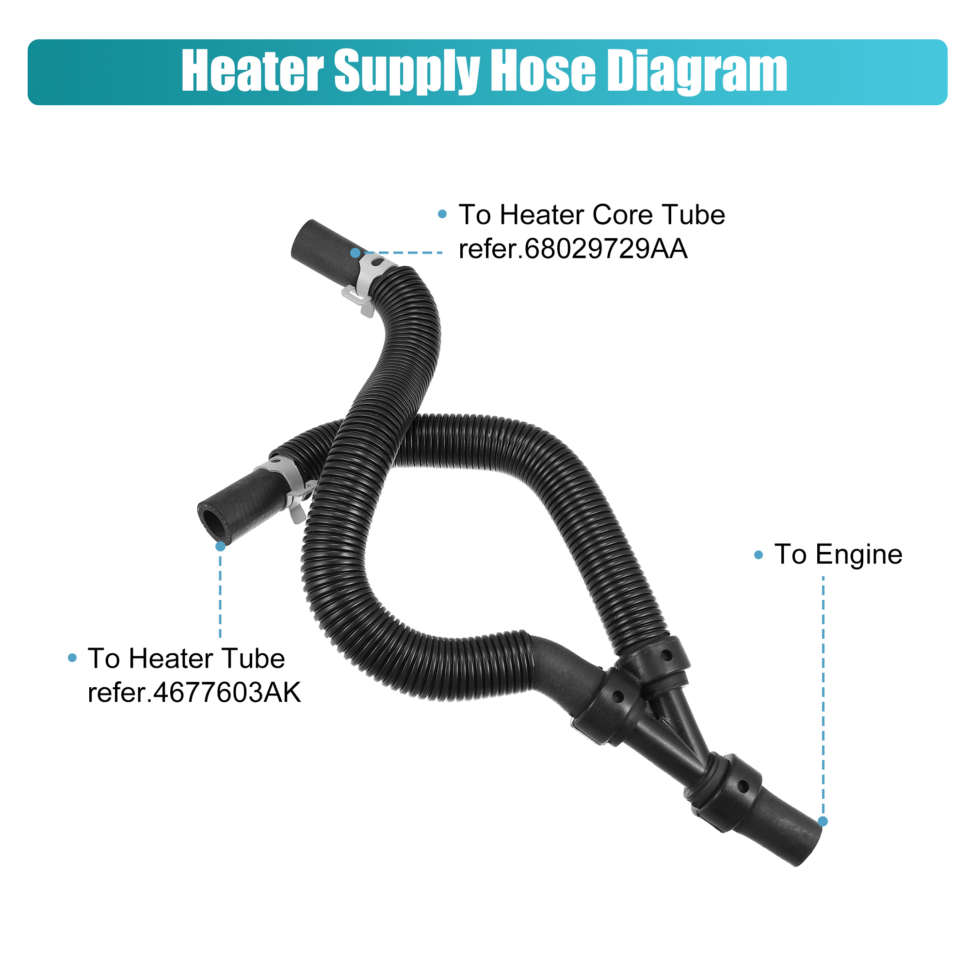 Unique Bargains 4677603AK 626-307HP Car Heater Hose Assembly Set for Chrysler Town & Country