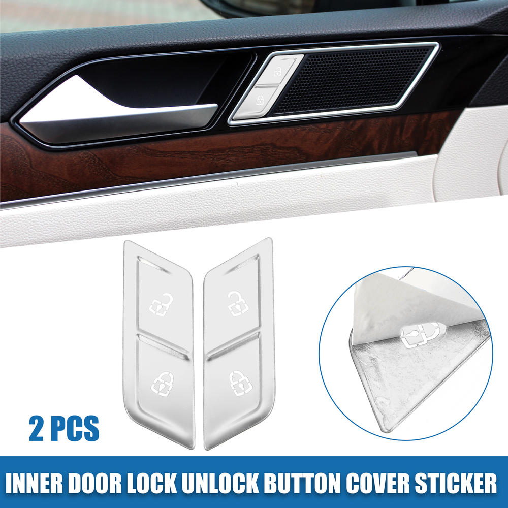 Unique Bargains 2pcs Inner Door Lock Unlock Button Cover for Volkswagen Aluminum Alloy