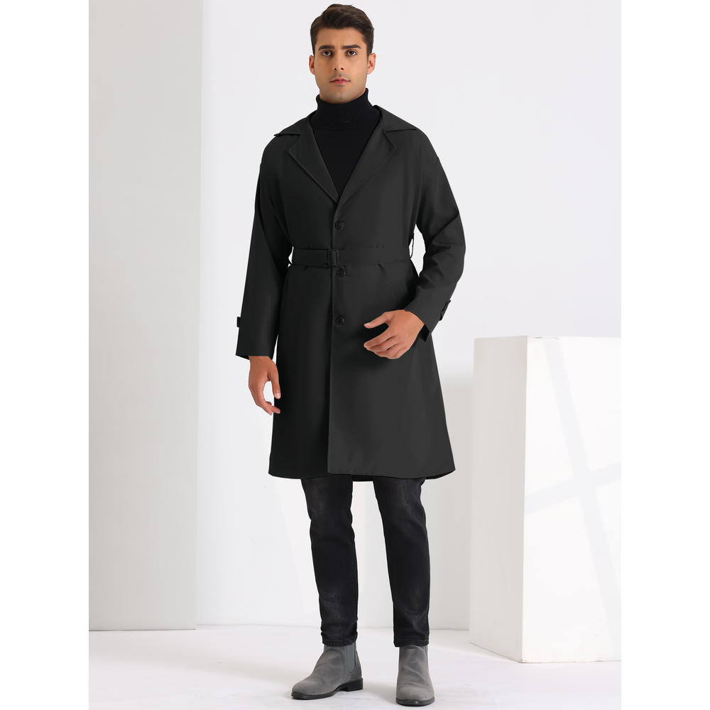 Unique Bargains Single Breasted Trench Coat for Men's Formal Lapel Collar Classic Overcoat