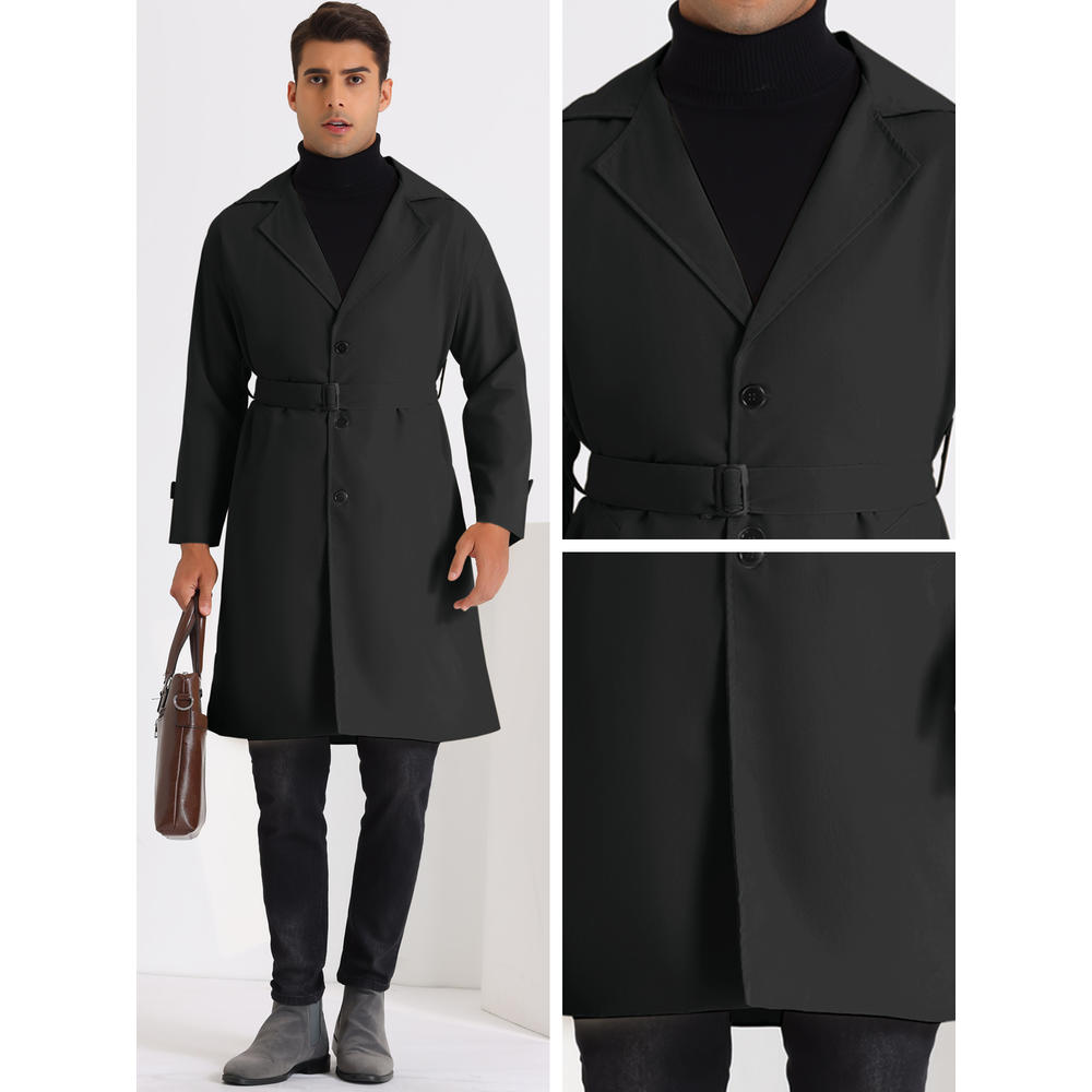 Unique Bargains Single Breasted Trench Coat for Men's Formal Lapel Collar Classic Overcoat