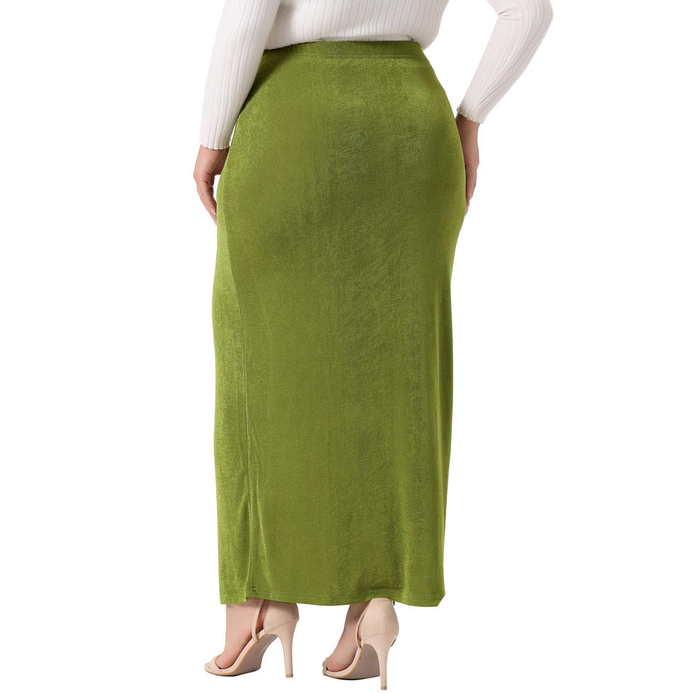 Unique Bargains Plus Size for Women High Waist Stretch Elegant Office Work Bodycon Maxi Long Pencil Skirt