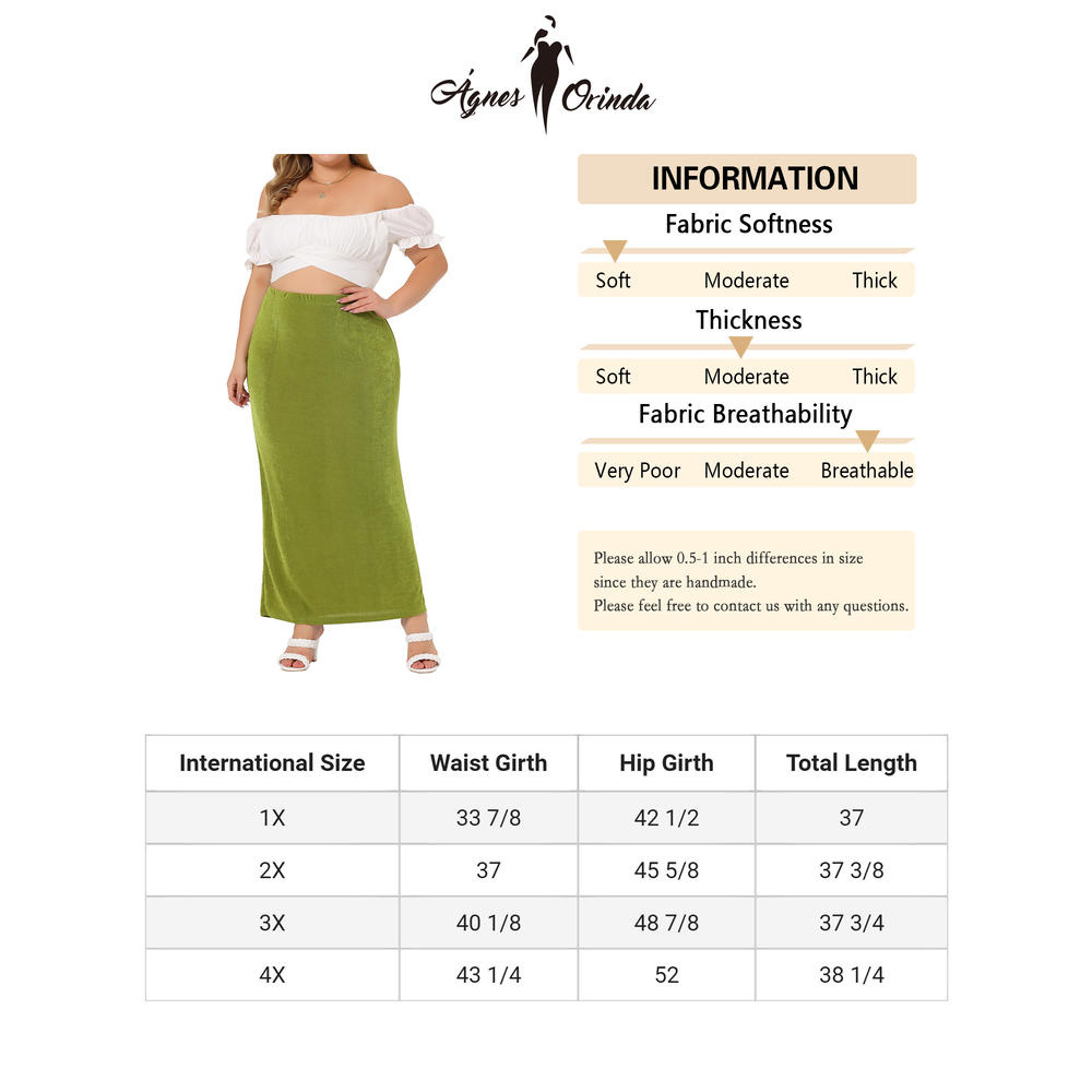 Unique Bargains Plus Size for Women High Waist Stretch Elegant Office Work Bodycon Maxi Long Pencil Skirt