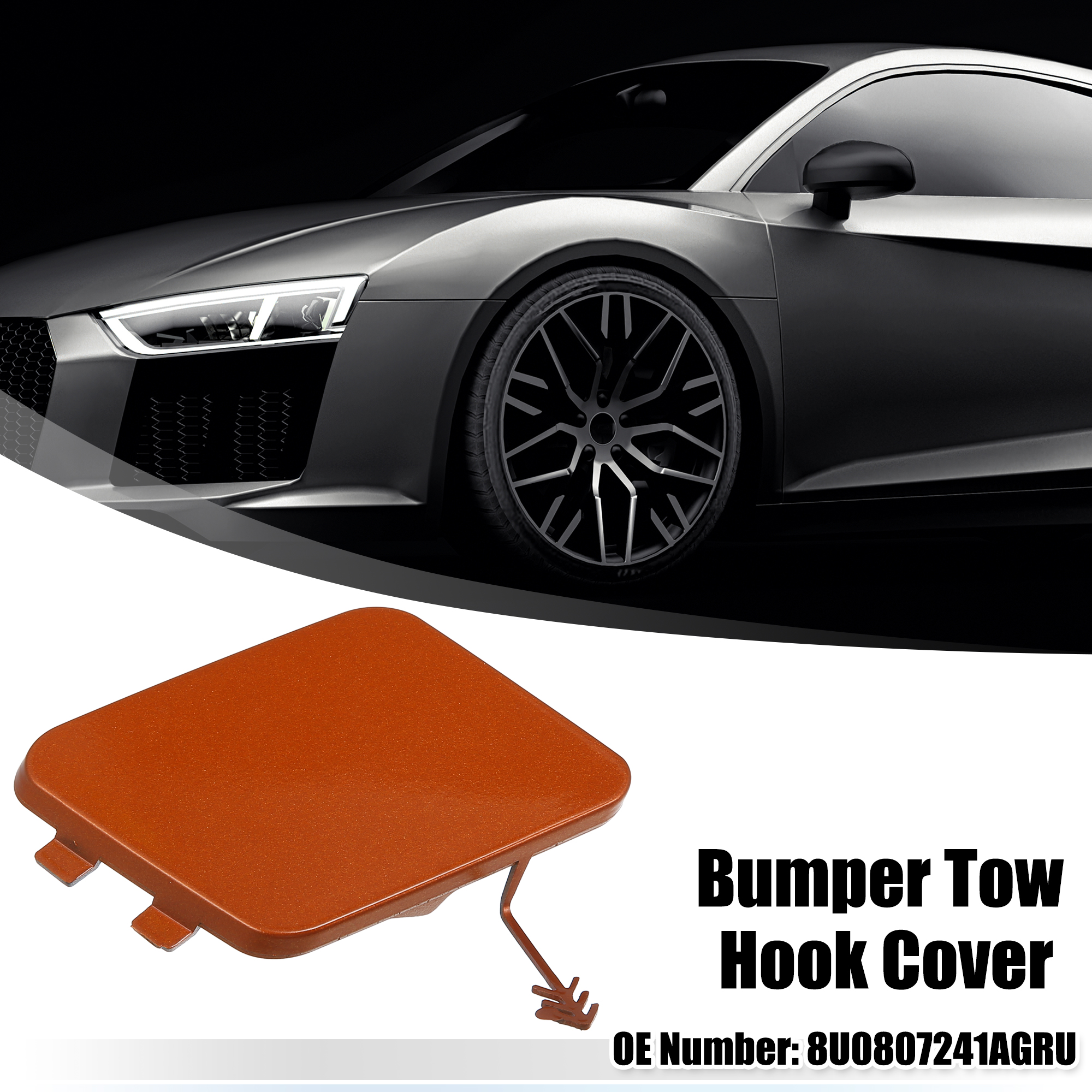 Unique Bargains Front Bumper Tow Hook Cover Car Towing Hook Eye Hole Cover  for Audi Q3 Orange
