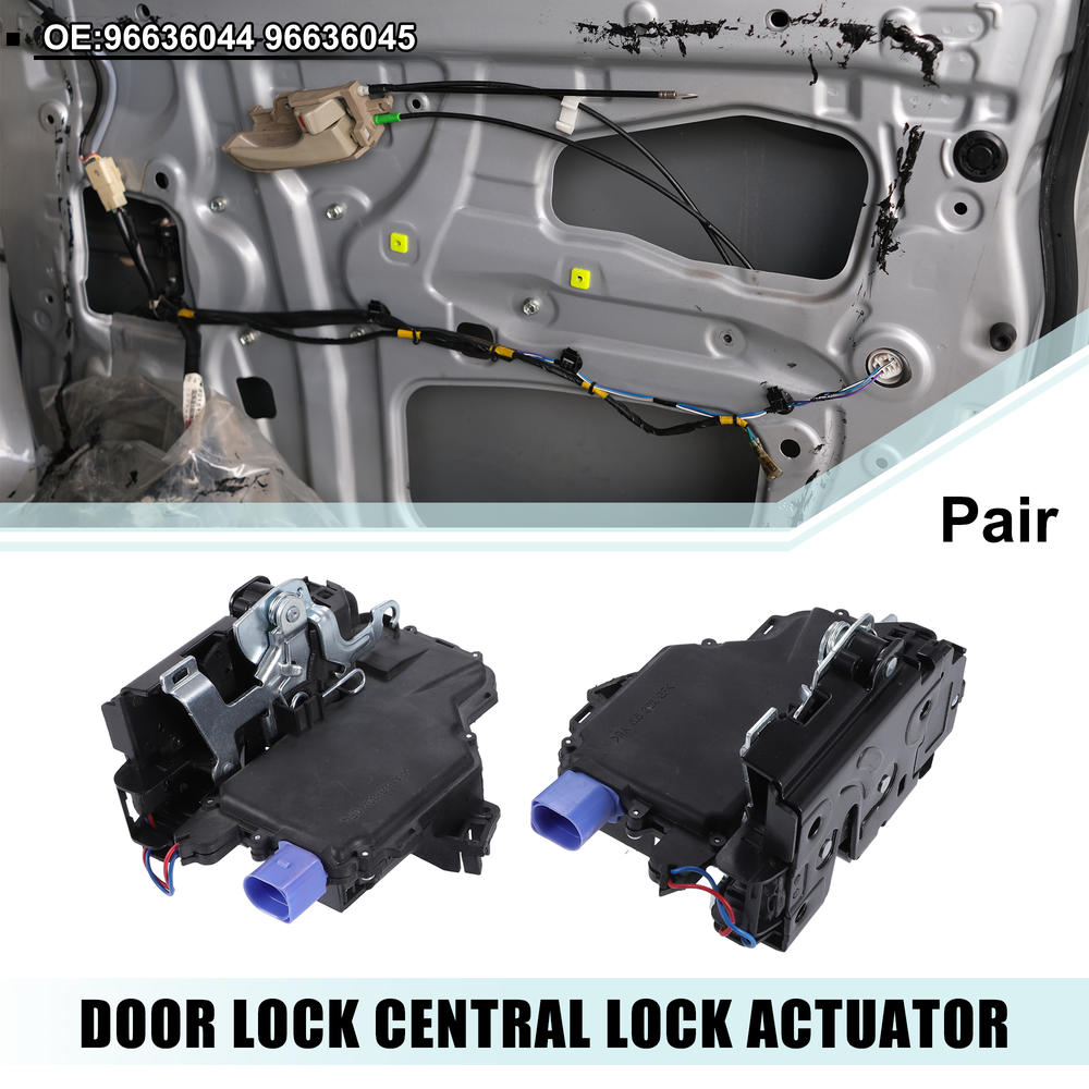 Unique Bargains 1 Pair Front Left Right Car Door Latch Actuator Assembly for VW Polo 9N Black
