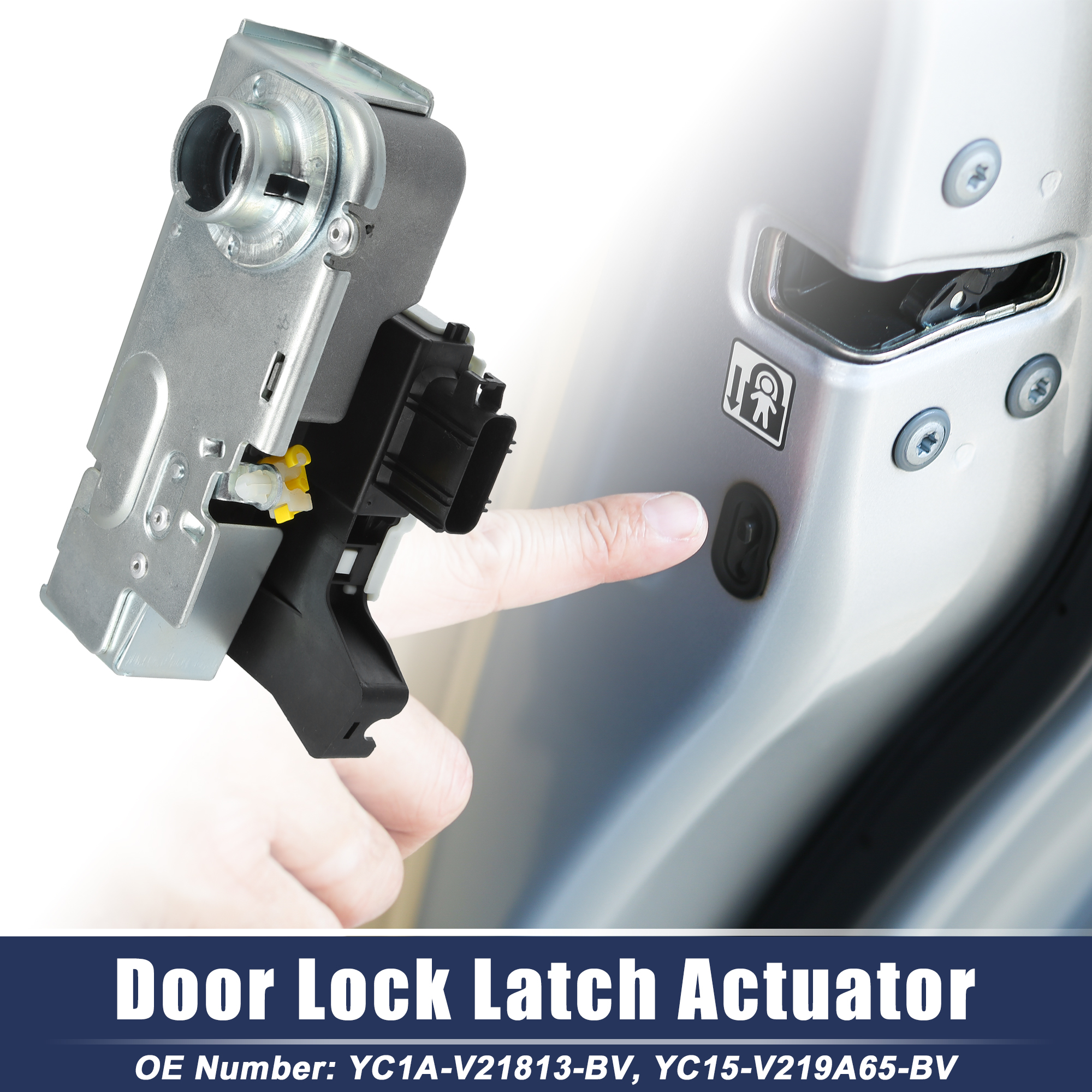 Unique Bargains Front Left Door Lock Latch Actuator for Ford Transit Black White Silver Tone