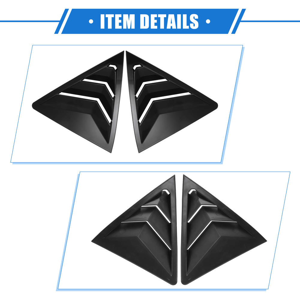 Unique Bargains 1 Pair Rear Window Louvers Cap for Toyota Corolla 2020 2021 2022 Glossy Black