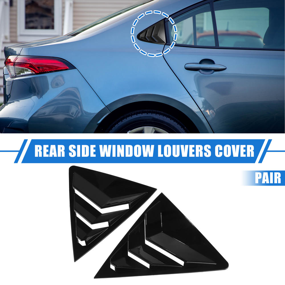 Unique Bargains 1 Pair Rear Window Louvers Cap for Toyota Corolla 2020 2021 2022 Glossy Black