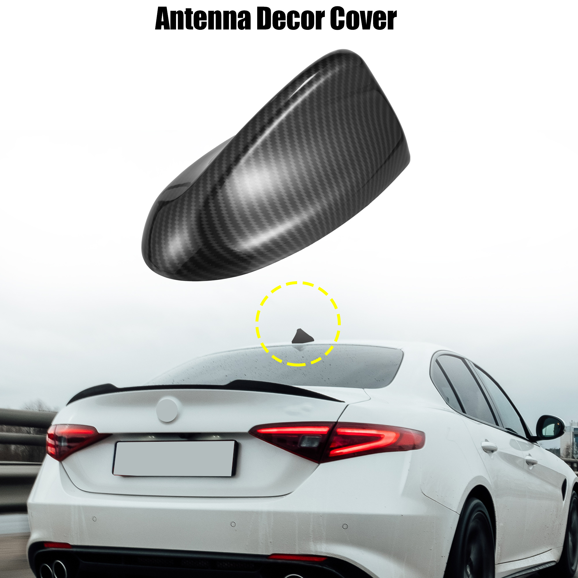 Unique Bargains Black Carbon Fiber Pattern Car Shark Fin Shape Antenna Cover for Alfa Romeo