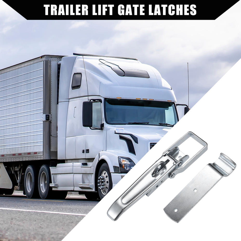 Unique Bargains 2 Pcs Utility Trailer Lift Gate Pull Latches for Trailers RVs Camper Silver Tone