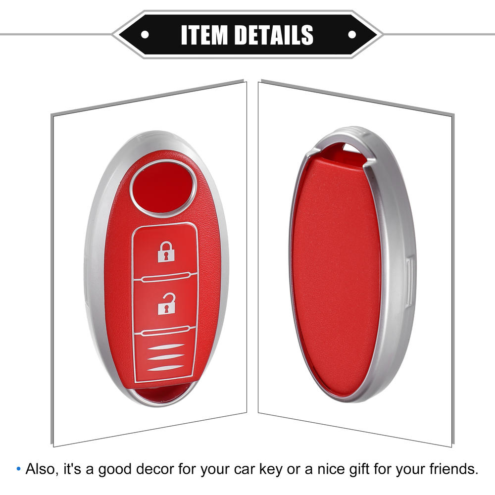 Unique Bargains 3 Button Remote Keyless Key Fob Cover Fit for Nissan Serena X-Trail TPU Red