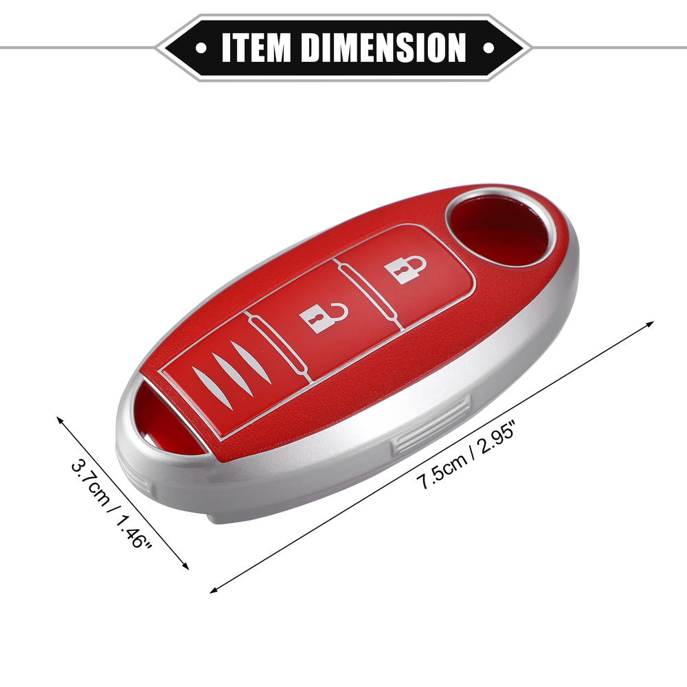 Unique Bargains 3 Button Remote Keyless Key Fob Cover Fit for Nissan Serena X-Trail TPU Red