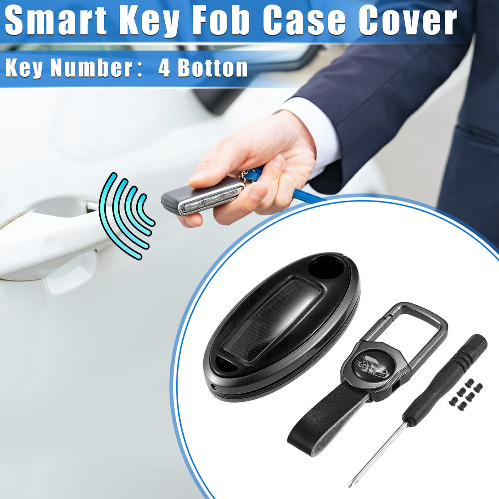 Unique Bargains 1 Set 4 Button Remote Key Fob Cover with Keychain for Nissan Teana TPU Black