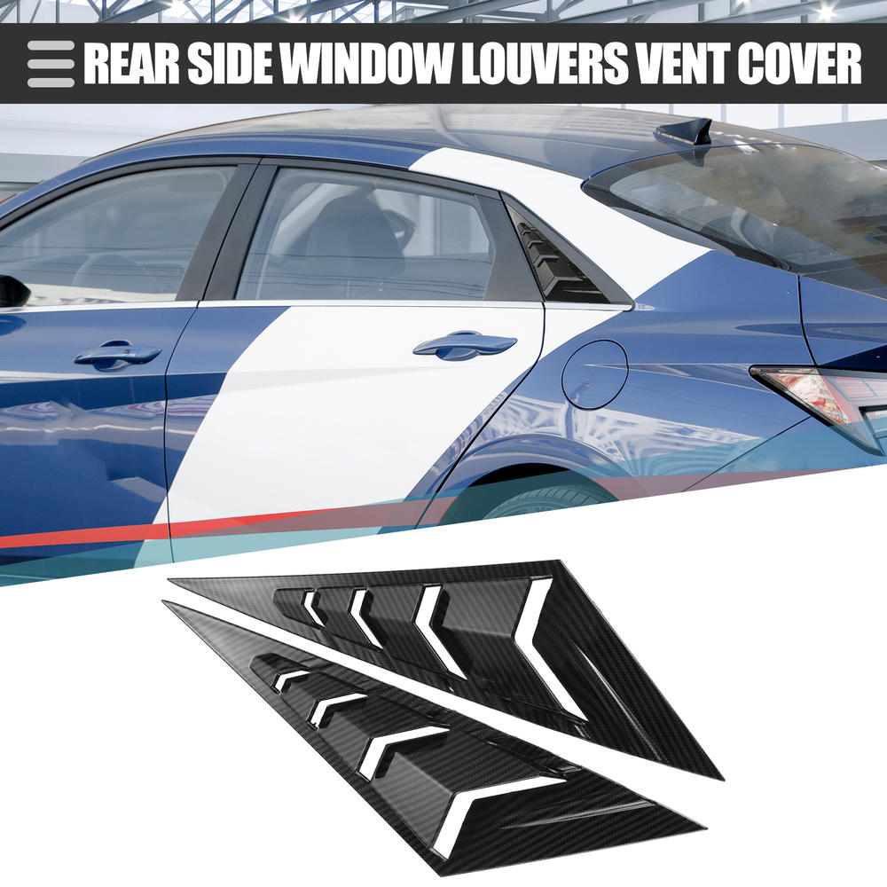 Unique Bargains 1 Pair Rear Side Window Louvers Vent Cover for Hyundai Elantra 2021-2023 Black