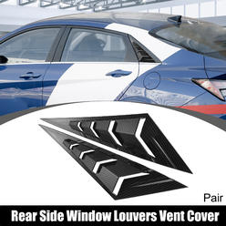Unique Bargains 1 Pair Rear Side Window Louvers Vent Cover for Hyundai Elantra 2021-2023 Black