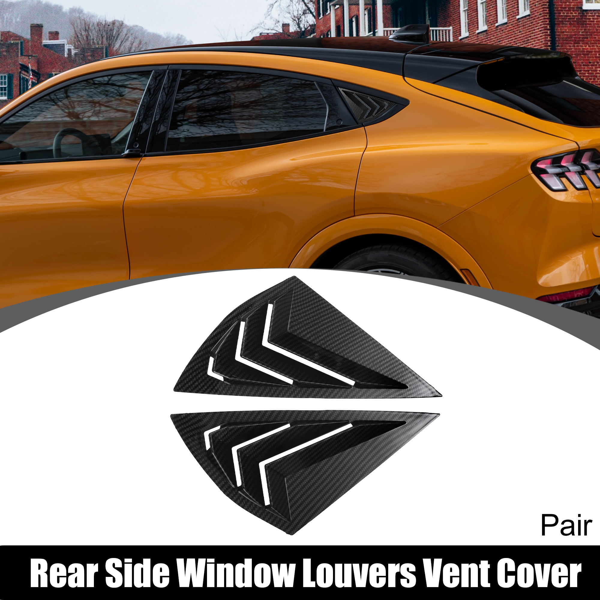Unique Bargains Rear Side Window Louvers Vent Cover for Ford Mach-E 2021-2022 Carbon Black