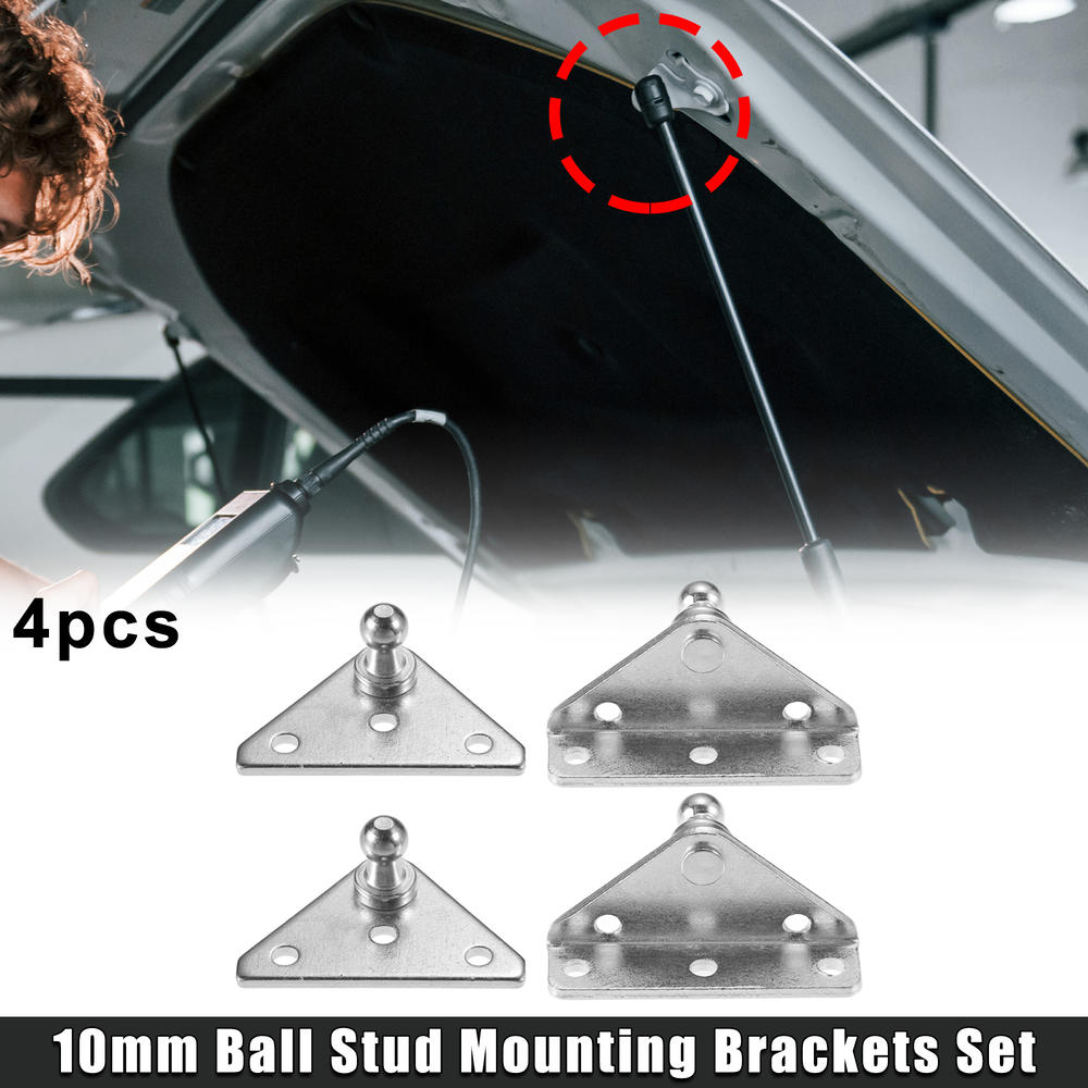 Unique Bargains 4 Pcs 10mm Car Ball Studs Mounting Brackets for Gas Strut Shocks Silver Tone