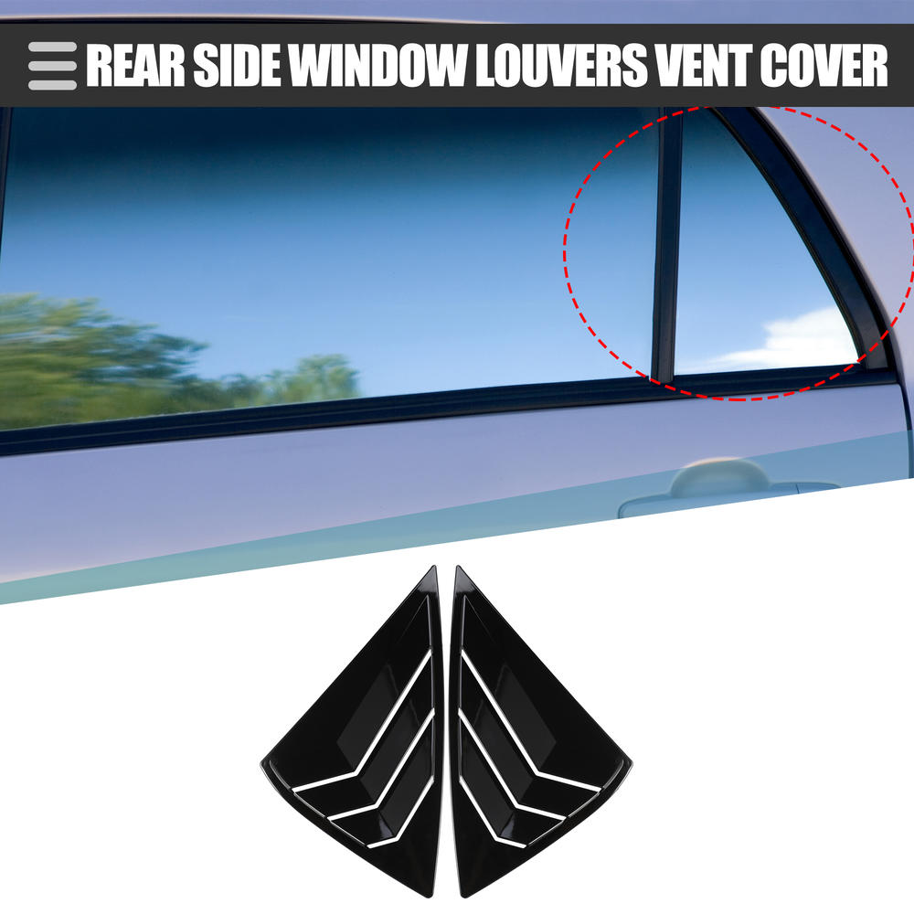 Unique Bargains 1 Set Rear Side Window Louvers Vent Cover for Nissan Sentra ABS Bright Black