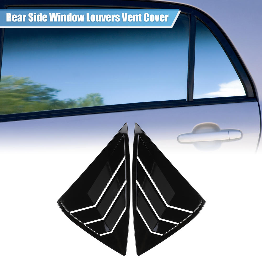Unique Bargains 1 Set Rear Side Window Louvers Vent Cover for Nissan Sentra ABS Bright Black