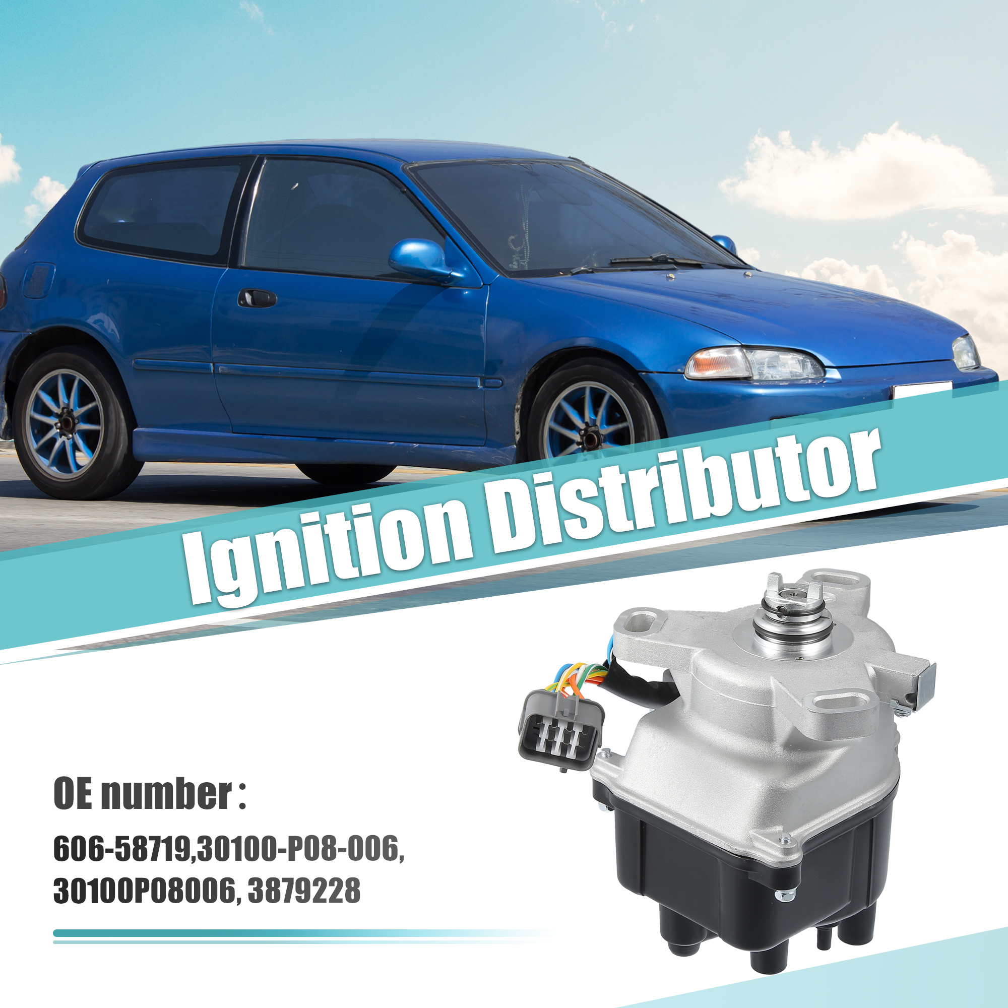 Unique Bargains Replace Ignition Distributor for Honda Civic L4 1.6L 1992-1995 NO.30100P08006