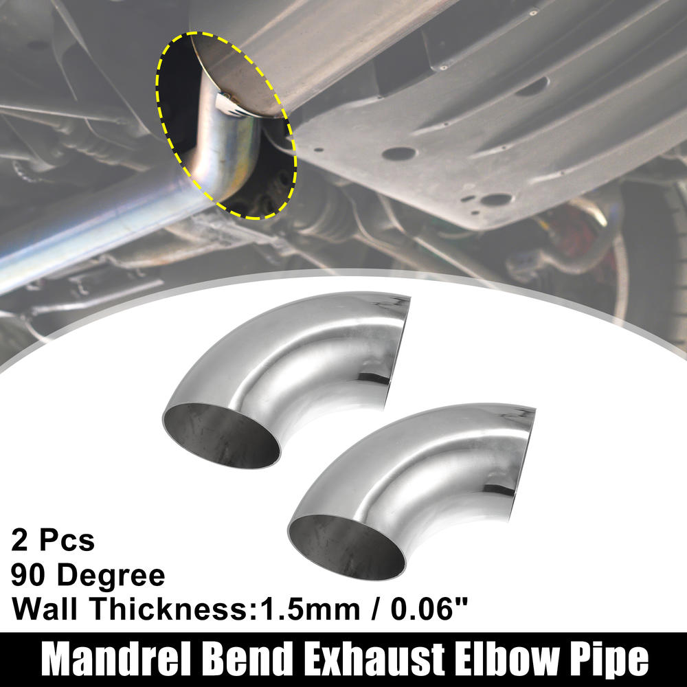 Unique Bargains 2 Pcs OD 3 Inch 90 Degree SS304 Stainless Steel Bend Tube Exhaust Elbow Pipe