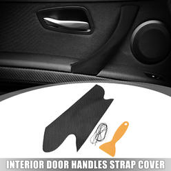 Unique Bargains Left Side Car Interior Door Handle Cover for BMW Carbon Fiber Pattern Black