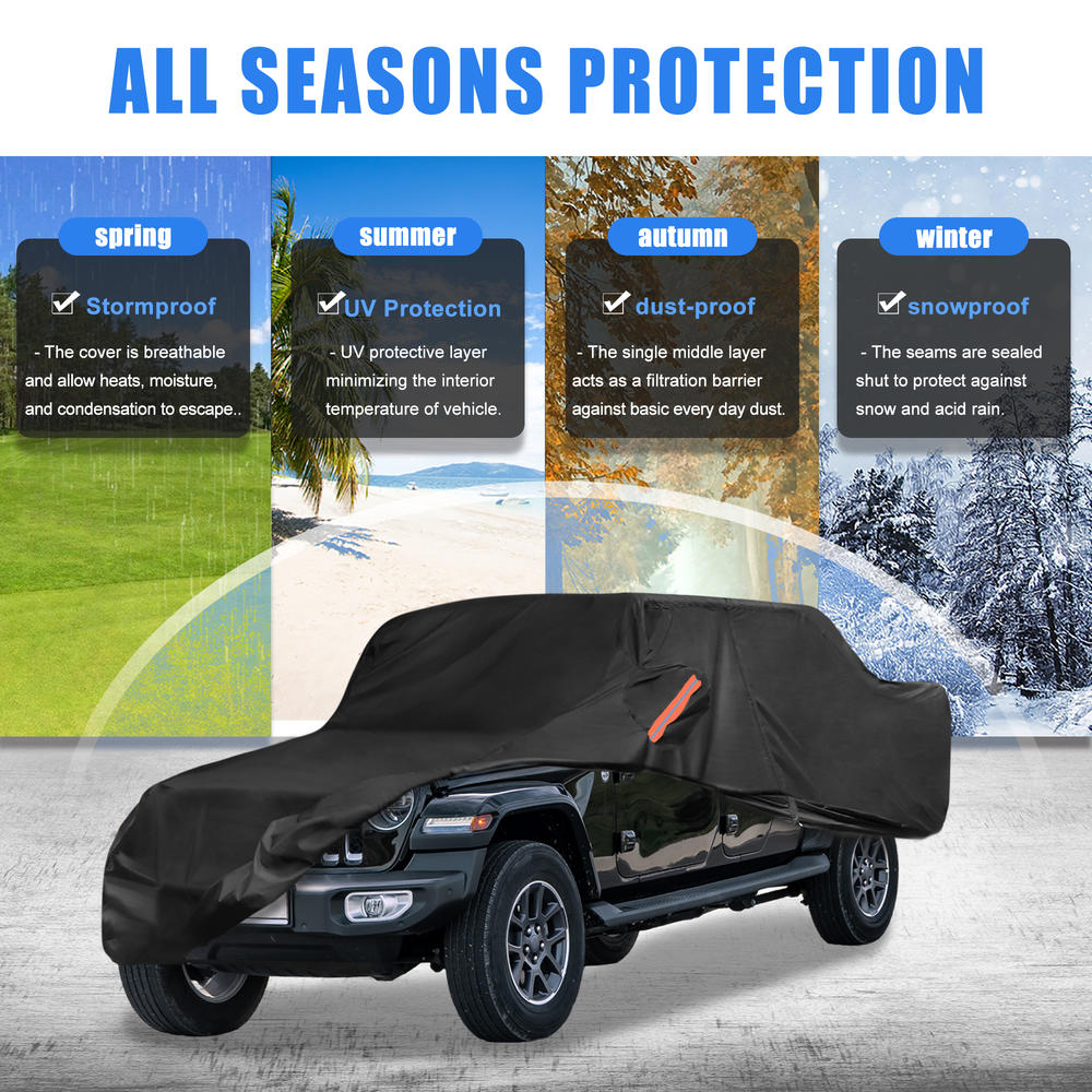 Unique Bargains Truck Car Cover for Jeep Gladiator JT 2020 2021 2022 Rain Waterproof Black
